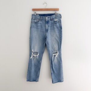 GAP Cheeky Straight High Rise Jeans Light Wash Distressed Denim Size 30